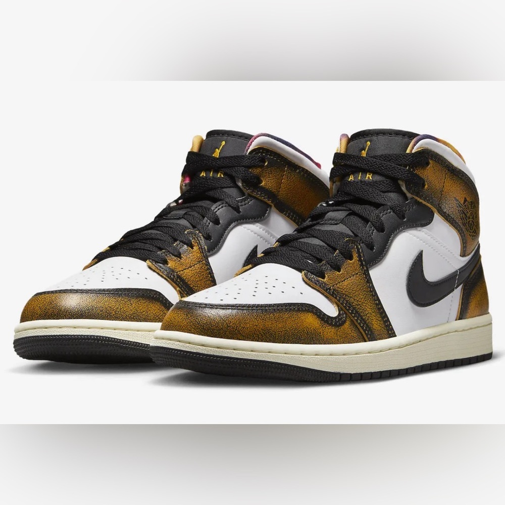 New Men’s Nike Air Jordan 1 Mid SE Shoes Black/Taxi White DQ8417-071 NWOB - Picture 1 of 7